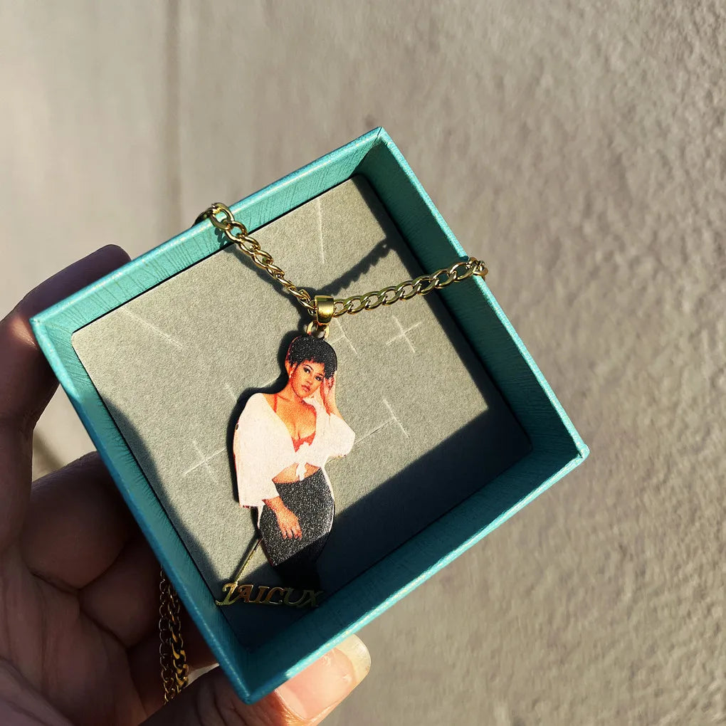DUOYING Custom Photo Necklace With Picture Nameplate Pendant Stainless Steel