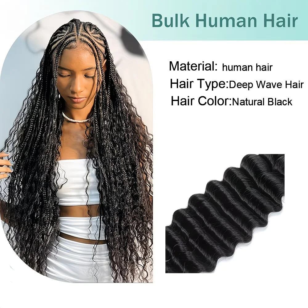 Simlergirl Curly Human Knotless Deep Wave Braiding Hair