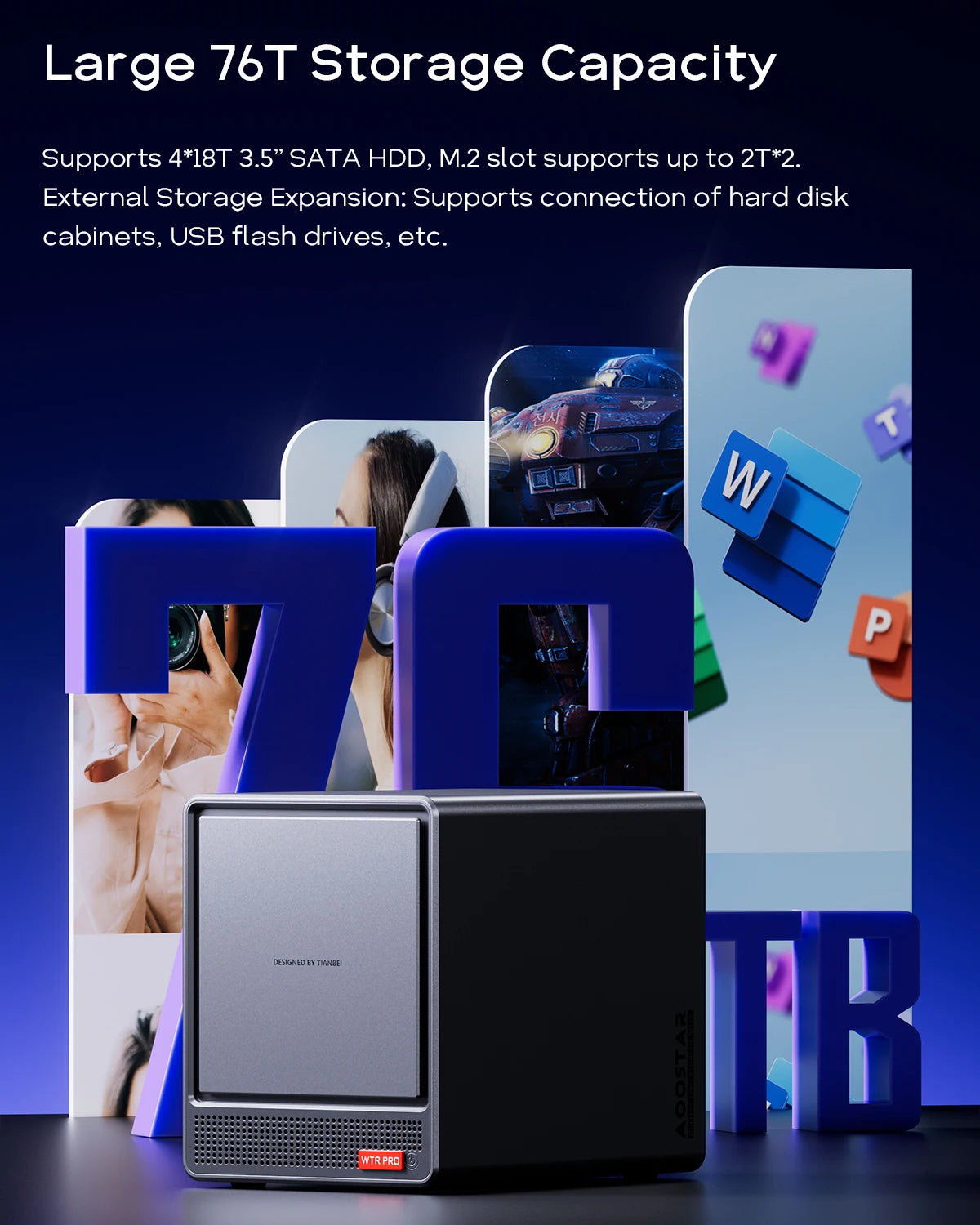 Aoostar Ryzen 7 5825U Four Bay NAS Mini PC Desktop
