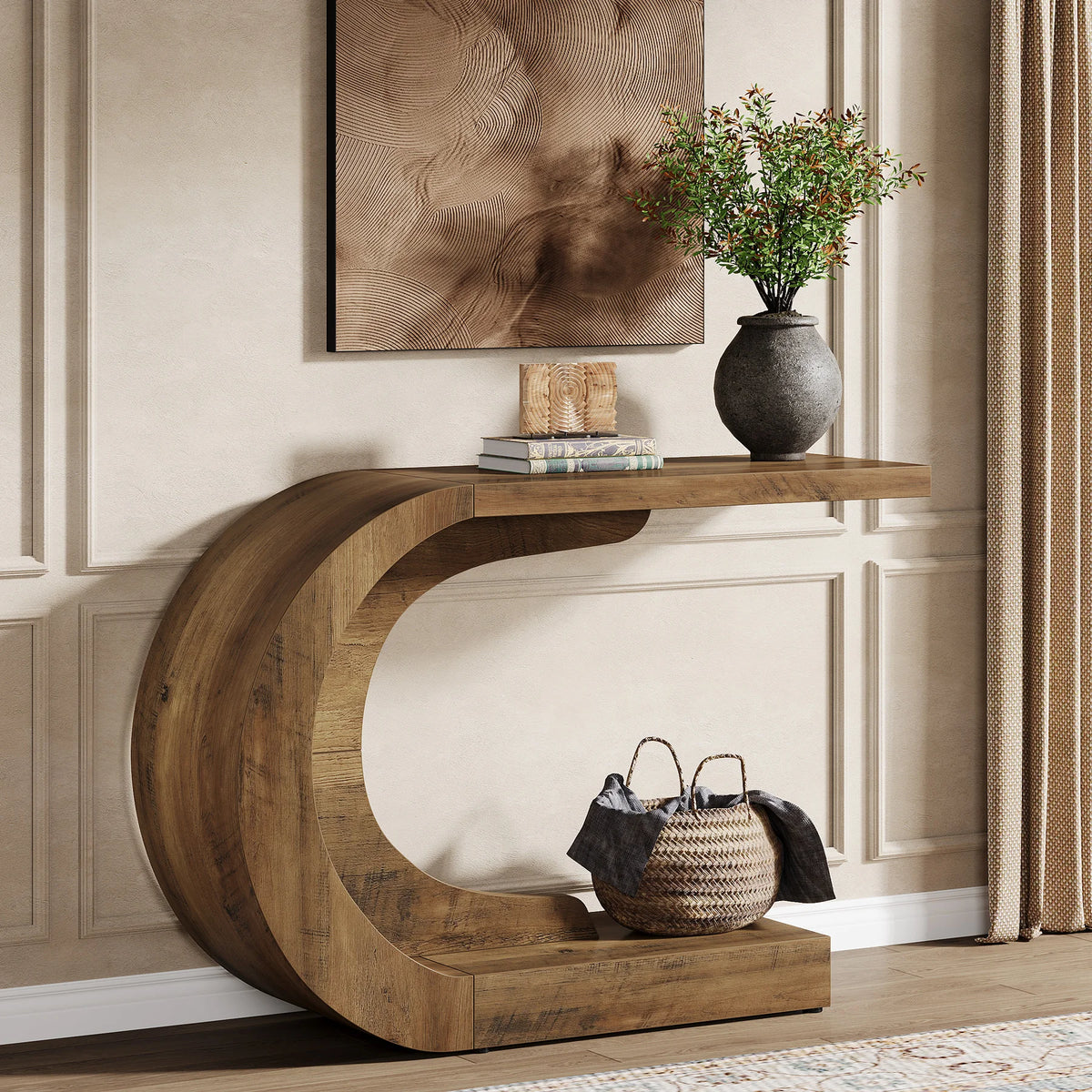 Tribesigns Mid Century Modern Wooden Console Table For Entryway