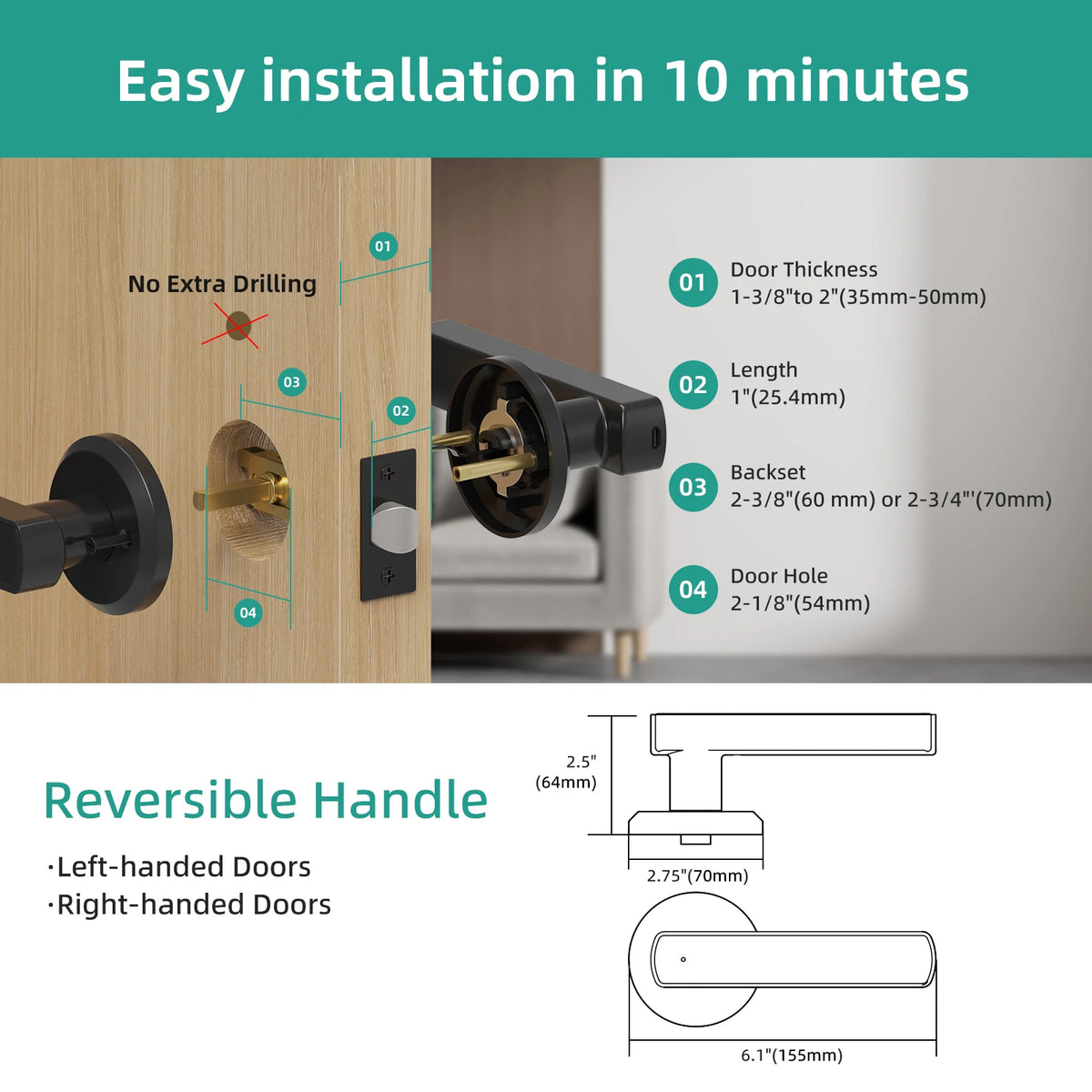 Viladepot Smart Fingerprint Door Lock With App Control Keypad