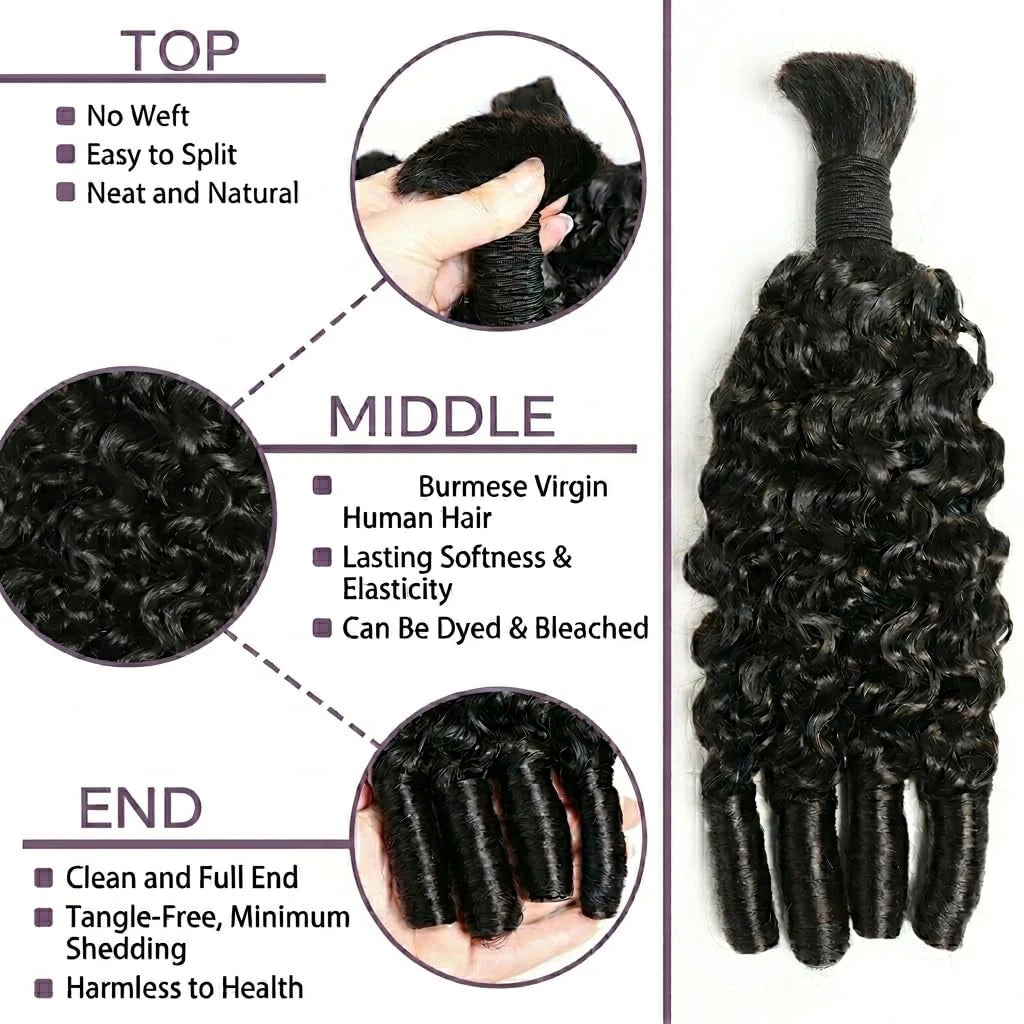 Burmese Curly Human Hair Extensions For Braiding And Crochet