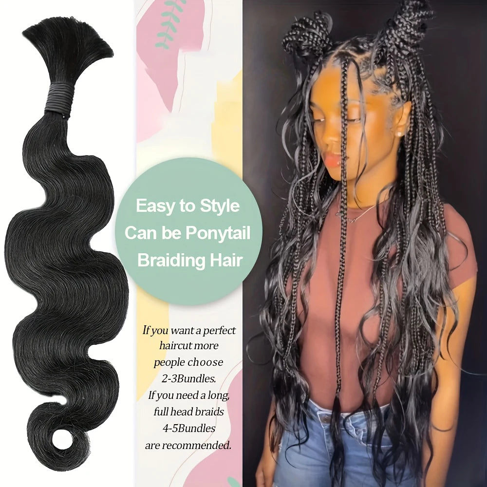 Body Wave Brazilian Human Hair Extensions Bulk For Braiding