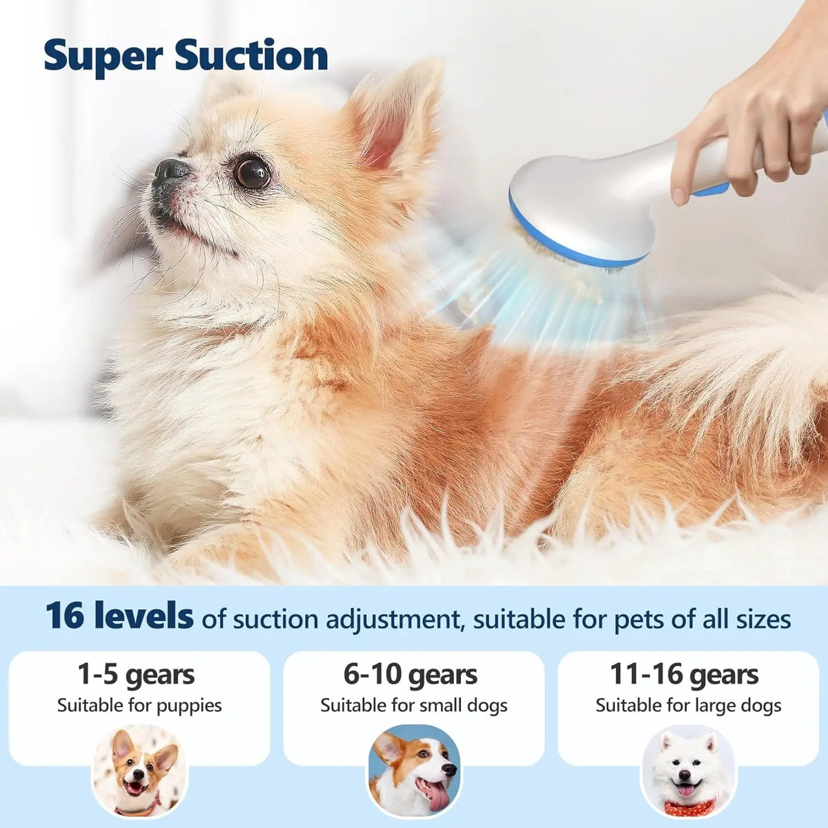 Hign-concerned Pet Grooming Vacuum Kit 5-In-1 Dust Cup