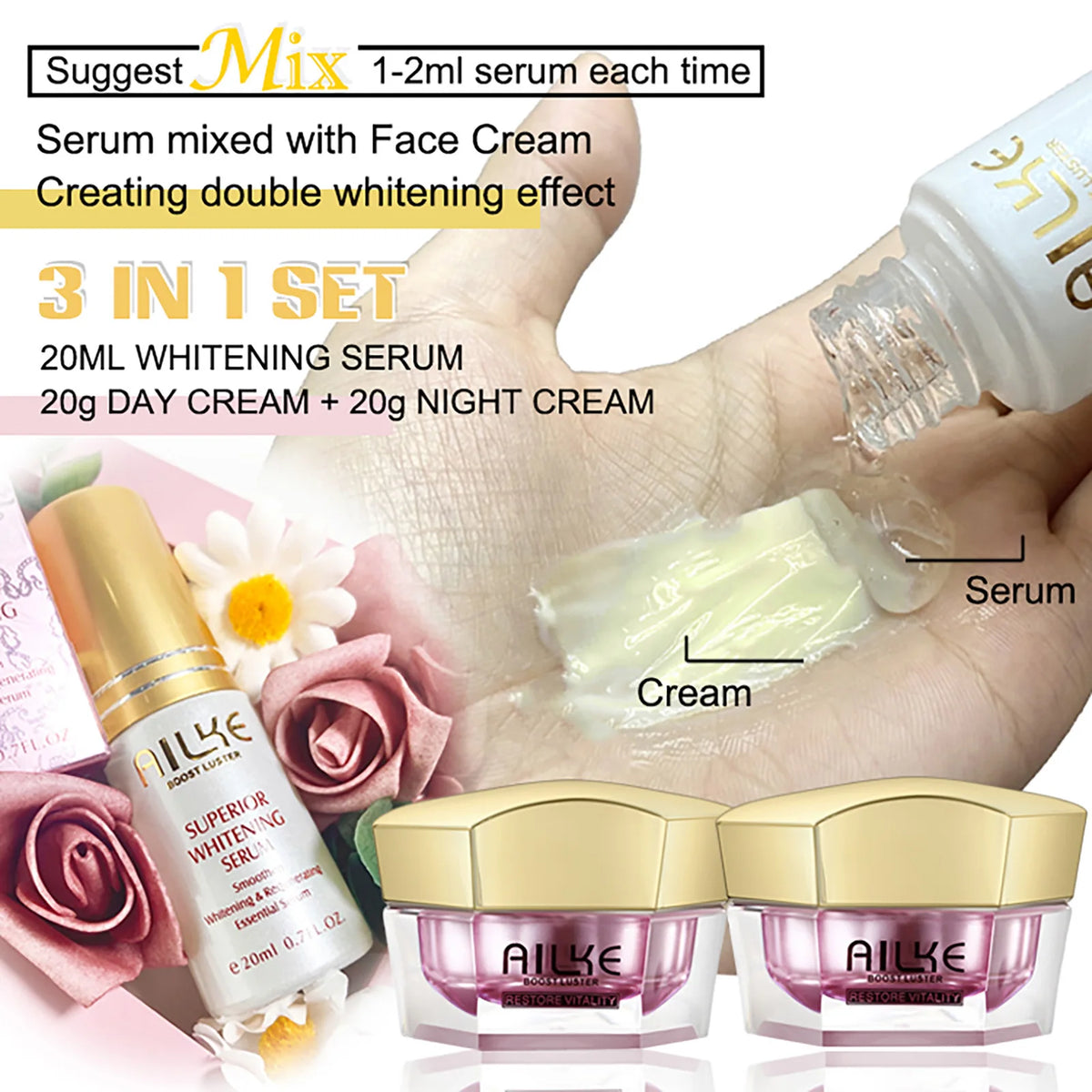 AILKE Whitening Antiwrinkle Face Cream With Collagen Hyaluronic Acid