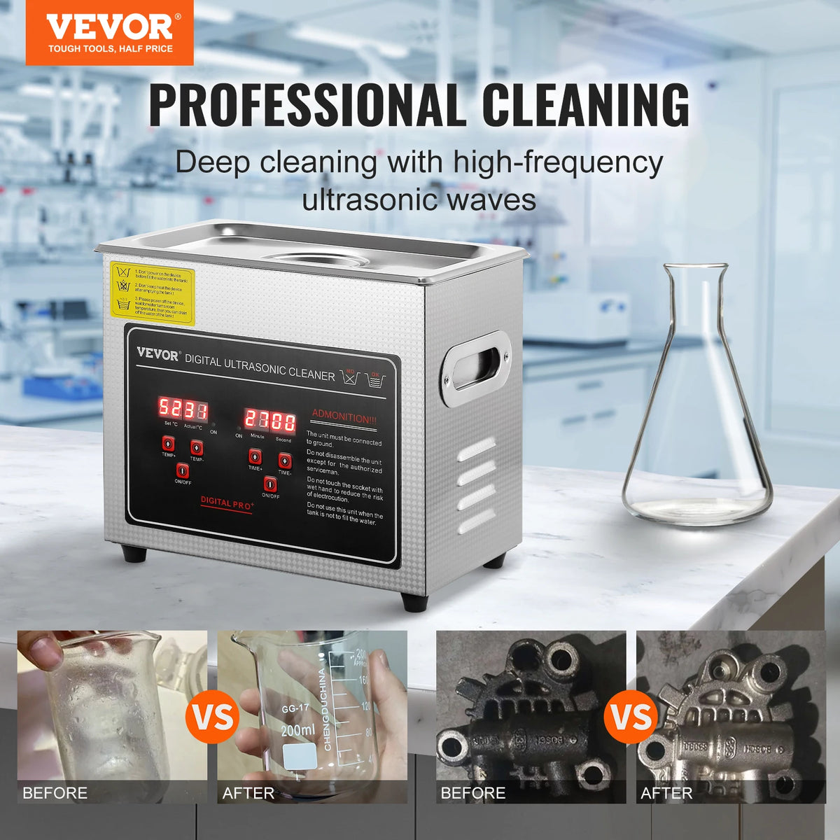SucceBuy Ultrasonic Cleaner Stainless Steel Portable Home Appliance