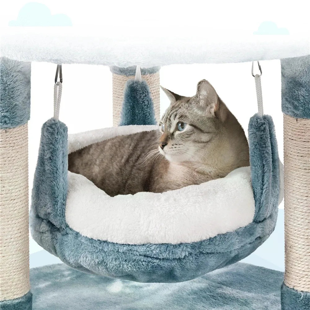 Butterslay Indoor Cat Tree With Sisal Scratching Posts Hammock
