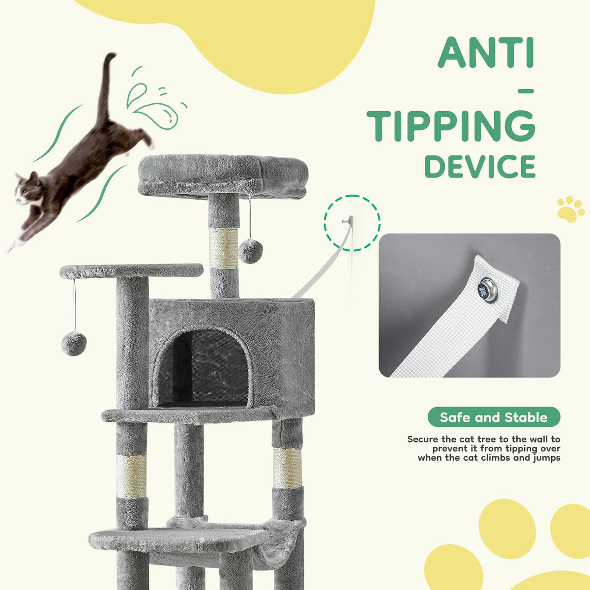 JHK Sturdy Multi Level Cat Climbing Tree With Sisal Posts