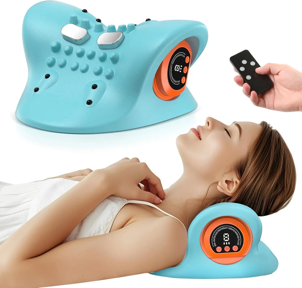 Electronic Rechargeable 3in1 Shiatsu Neck Back Massager With Remote
