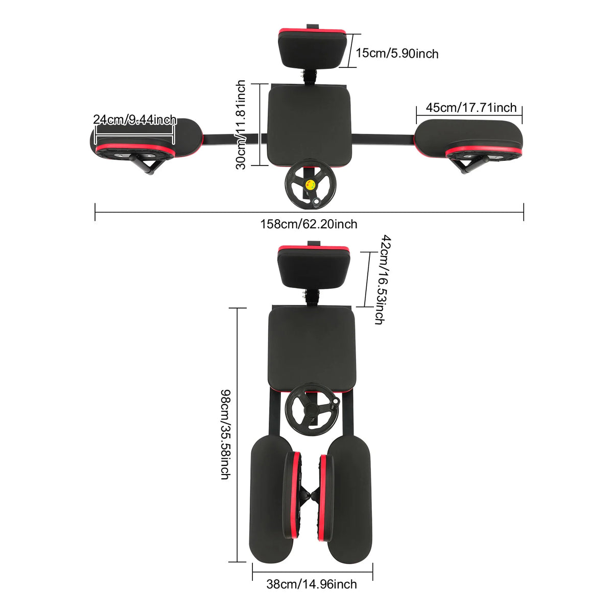 Leg Stretcher, Stretching Training Machine, 180° Adjustable Fitness Trainer, Load-Bearing 120kg, Red Border Black Style