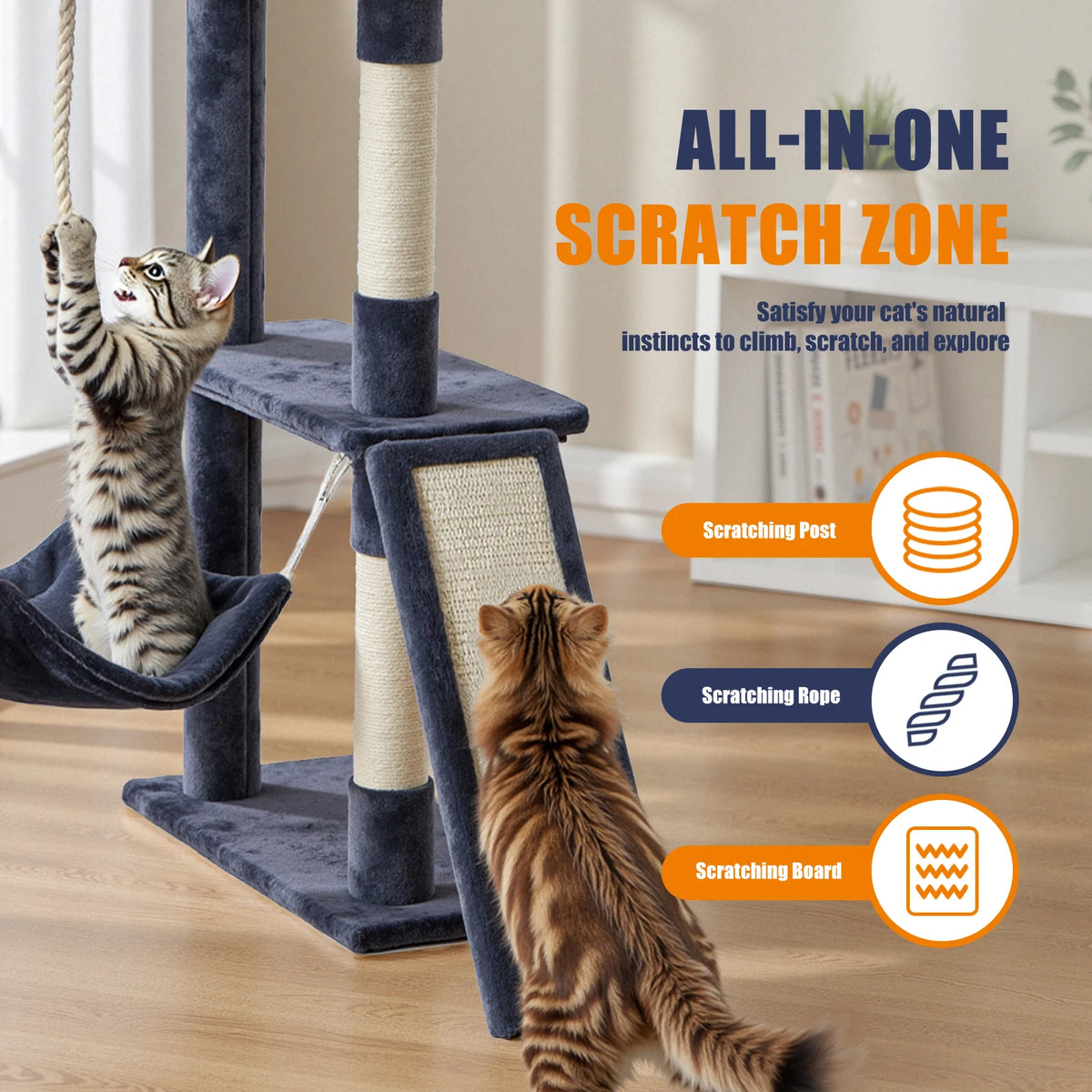 JHK Multi Level Cat Tree With Sisal Scratching Posts And Cozy Perches