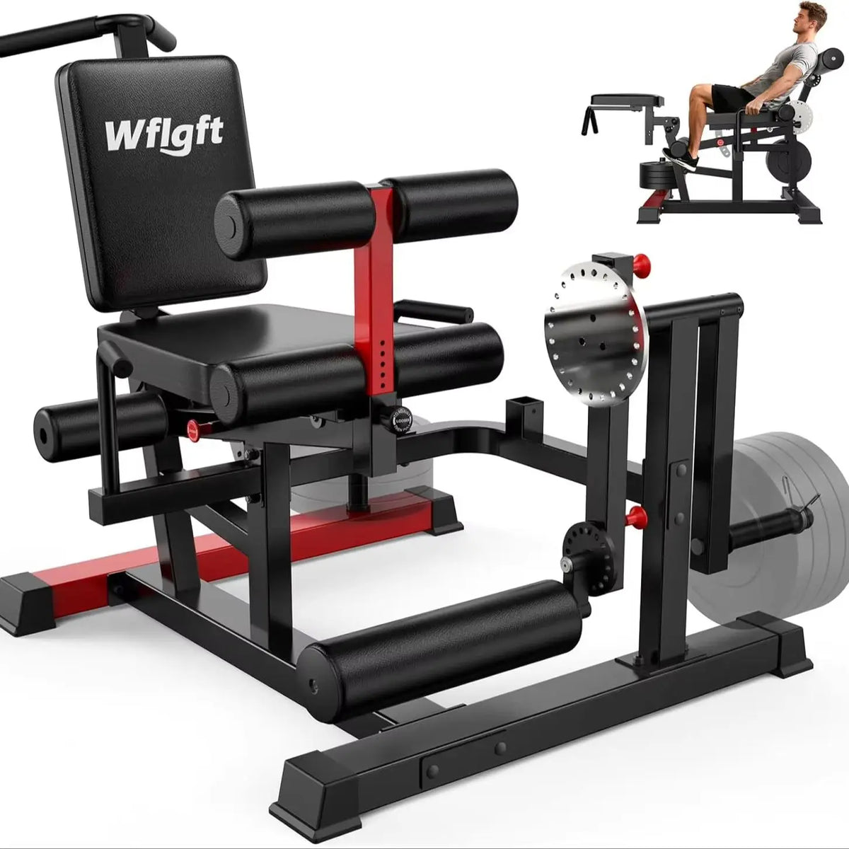 Pooboo Leg Extension and Curl Machine, 1000LB Adjustable Home Gym Leg Trainer | 4 in 1 leg trainer with quick pull-pin adjustments, 1000LB capacity and support for 1" and 2" weight plates