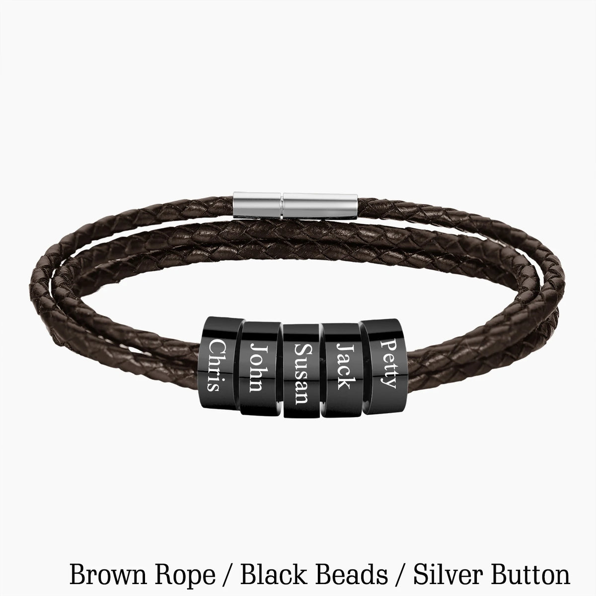 Qitian Personalized Engraved Family Name Leather Bracelet For Men