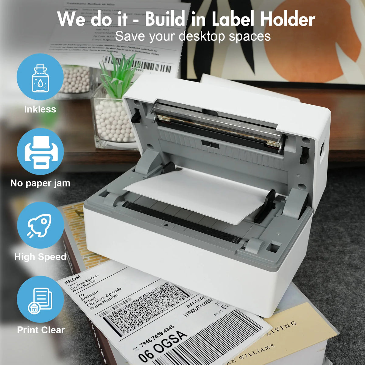 TakeYou Thermal Label Printer Portable Bluetooth USB 203DPI High Speed