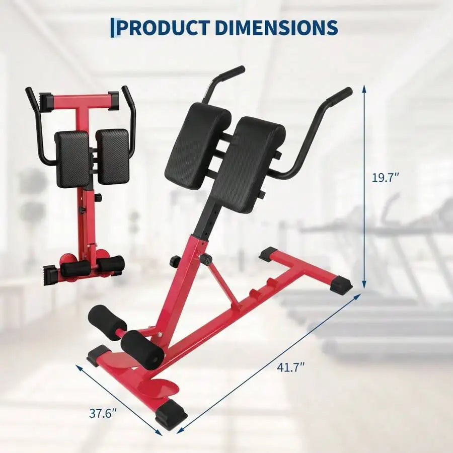 Roman Chair Hyperextension Bench For Home Gym - Carbon Steel Construction - Core & Lower Back Strength Training - Black Fitness Equipment