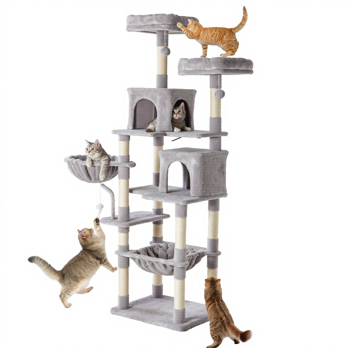 JHK Multi Level Cat Tree Natural Sisal Scratching Posts