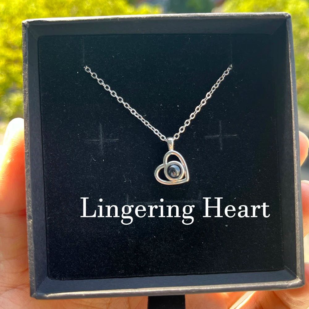 Custom Photo Projection Necklace With Stainless Steel Chain Heart Pendant