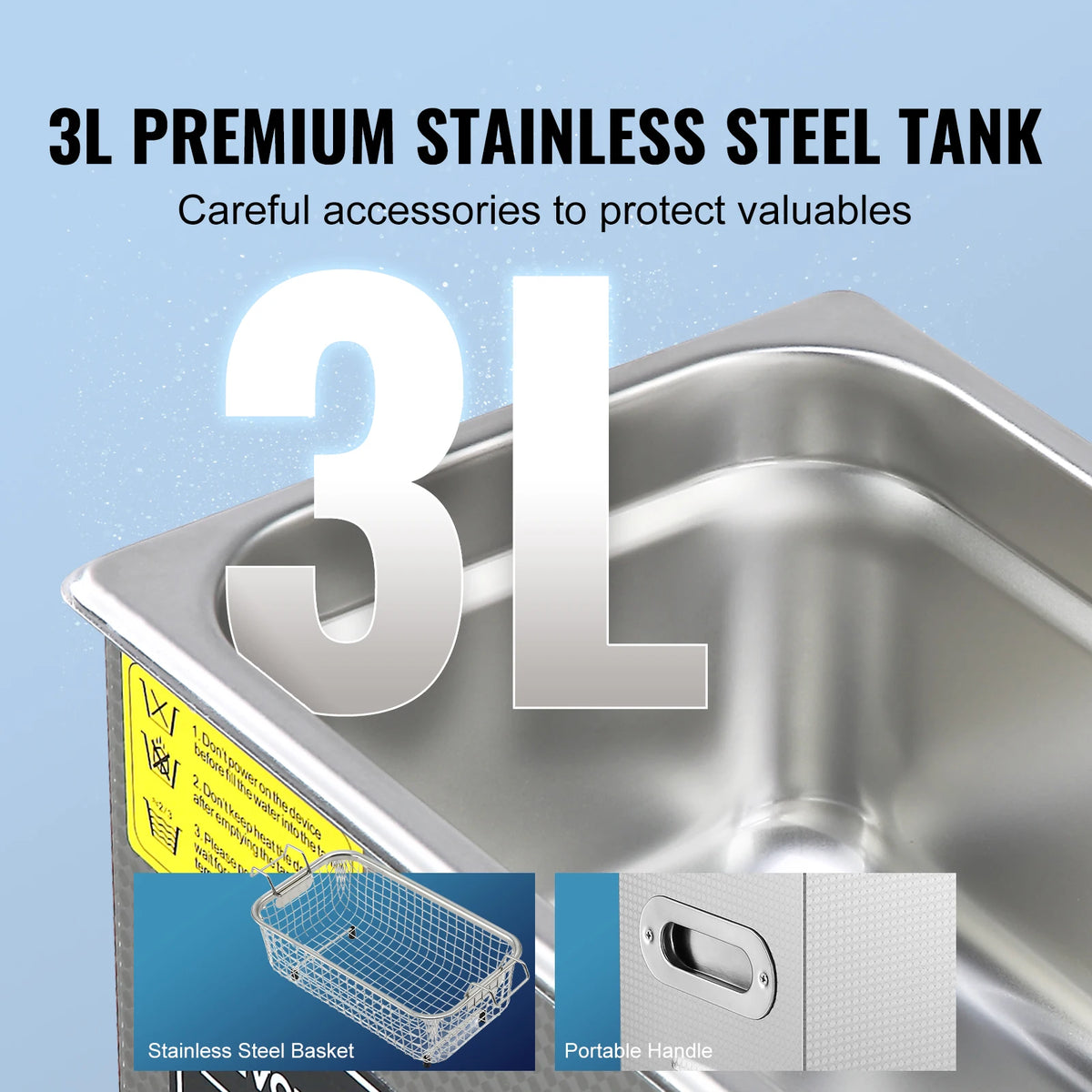 SucceBuy Ultrasonic Cleaner Stainless Steel Portable Home Appliance