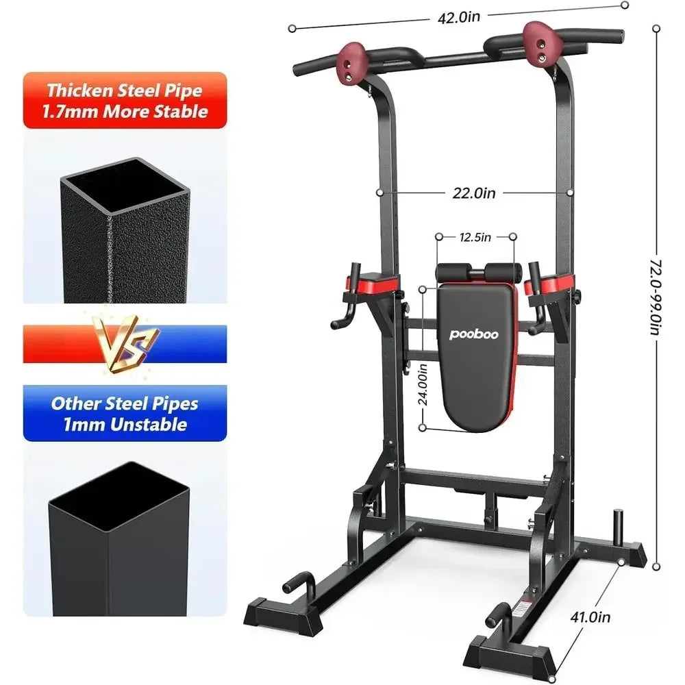 Multi-Function Adjustable Home Gym Pull-Up Bar, 450 lbs Capacity, with Elastic Resistance Bands