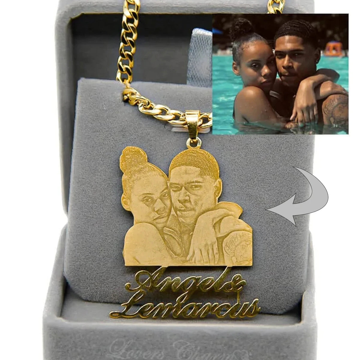 Qitian Custom Photo Engraved Necklace Personalized Mothers Day Pendant Women