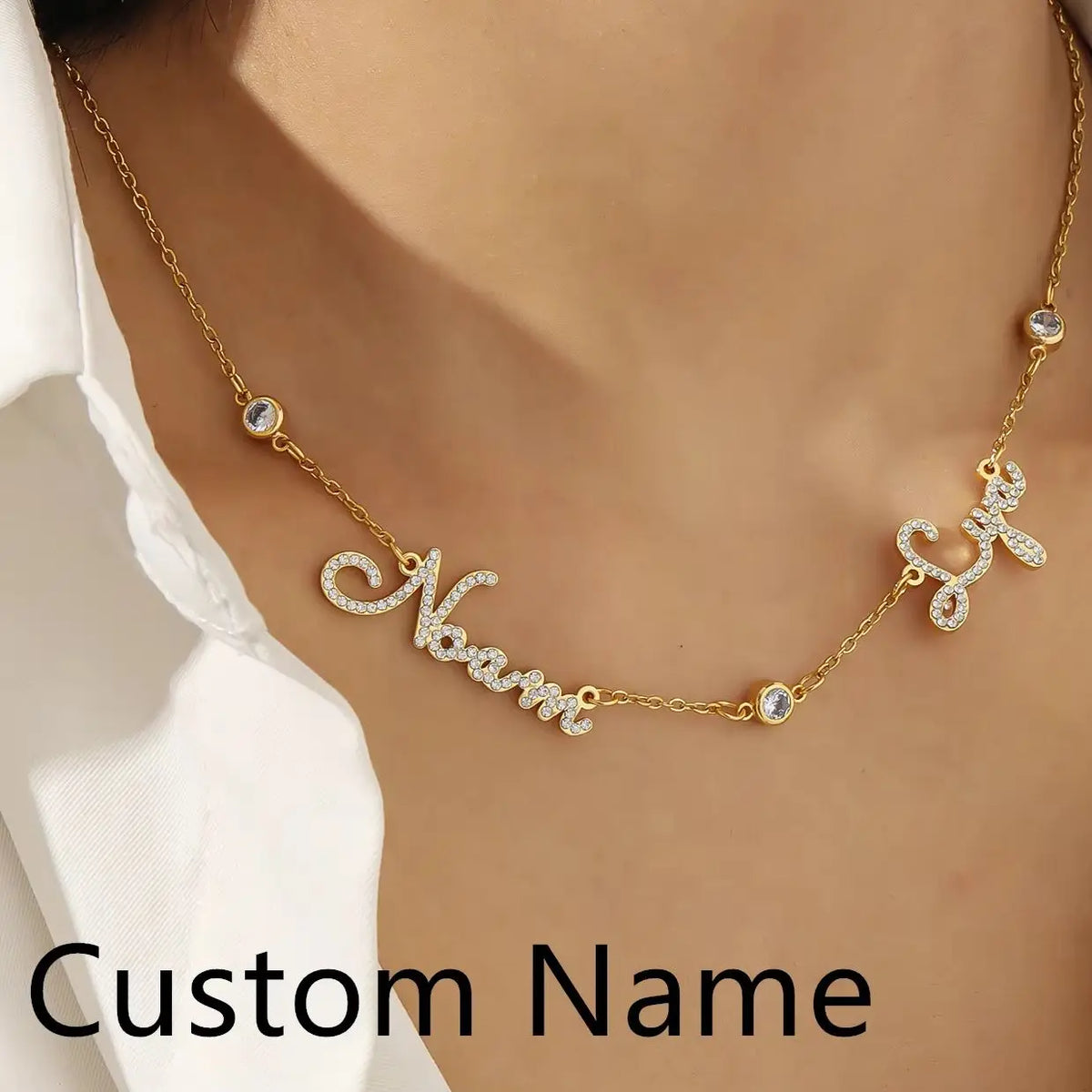 MYDIY Custom Diamond Name Necklace Stainless Steel Pendant