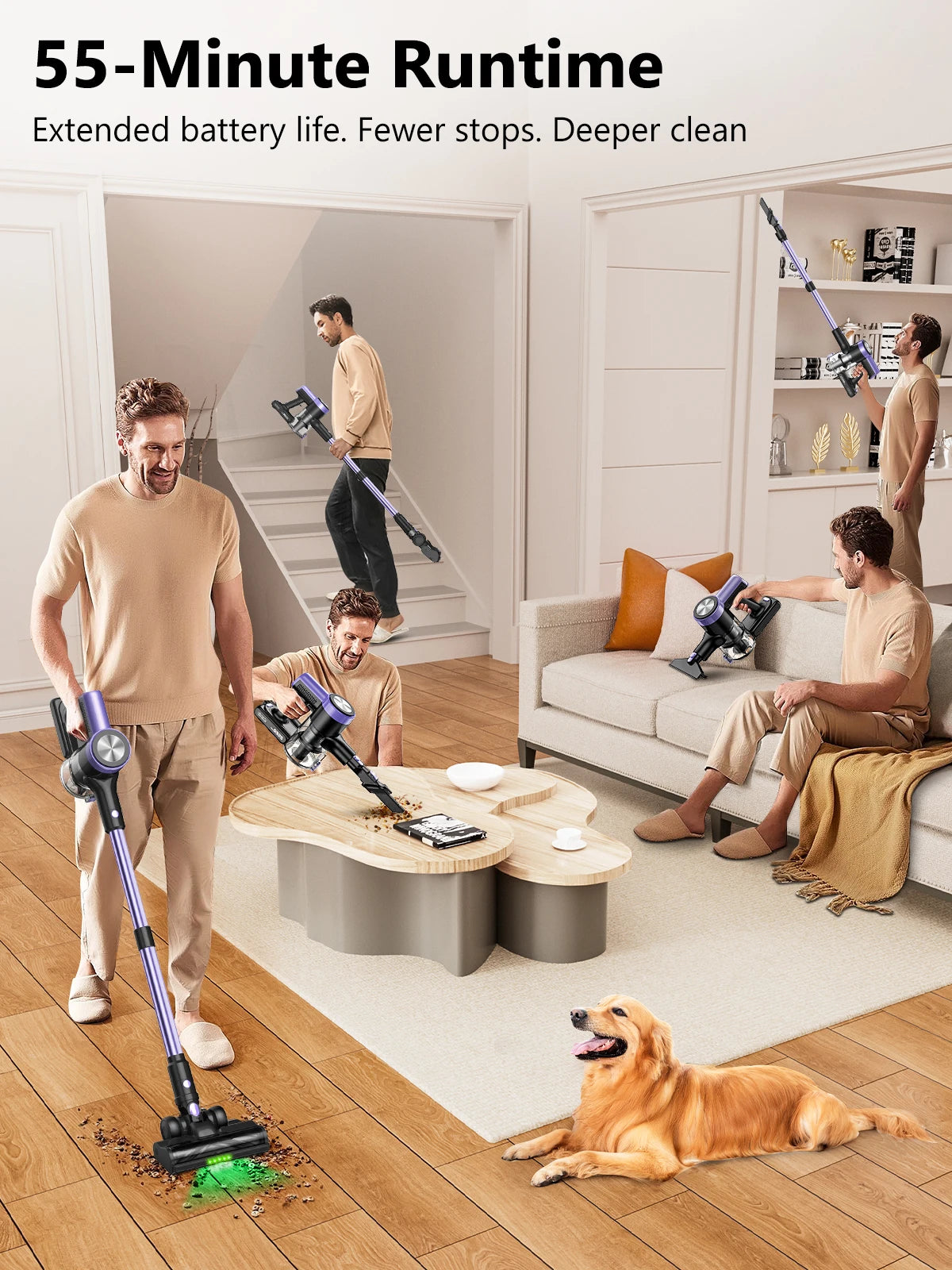 Suxiangvacc 500W Self Standing Cordless Vacuum Cleaner