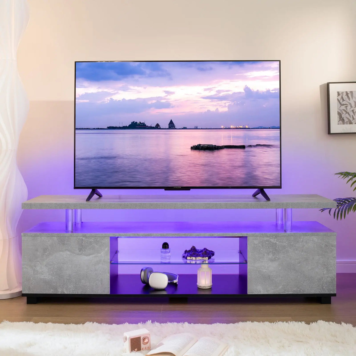 Cubehom Modern Wooden TV Stand With Built In Storage