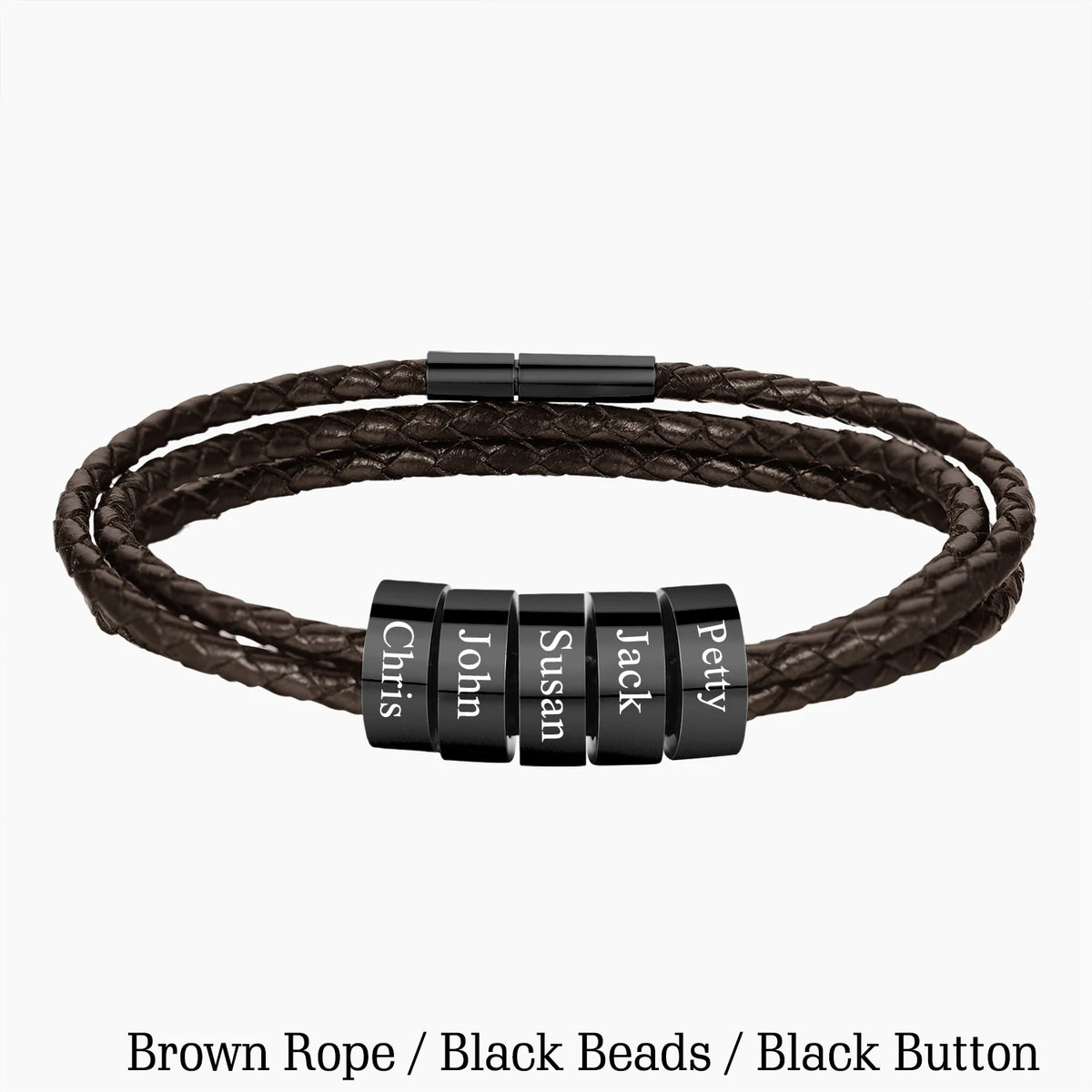 Qitian Personalized Engraved Family Name Leather Bracelet For Men