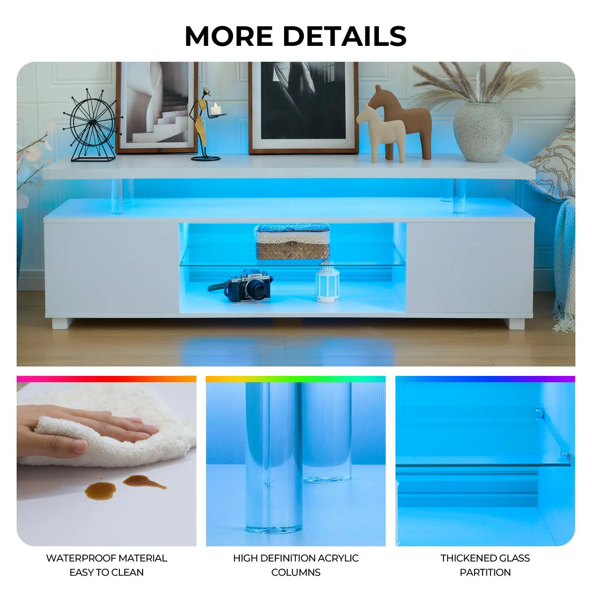 Cubehom Modern Wooden TV Stand With Built In Storage
