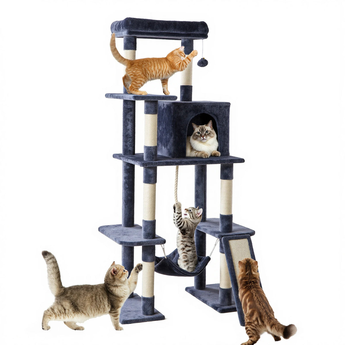 JHK Multi Level Cat Tree With Sisal Scratching Posts And Cozy Perches