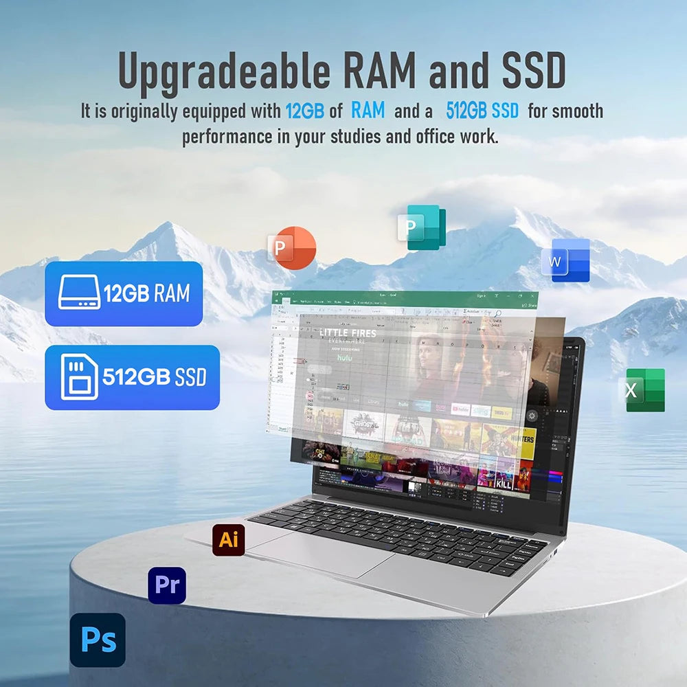 Xia Man Windows 11 Laptop 12GB 1TB Intel A3950 Notebook