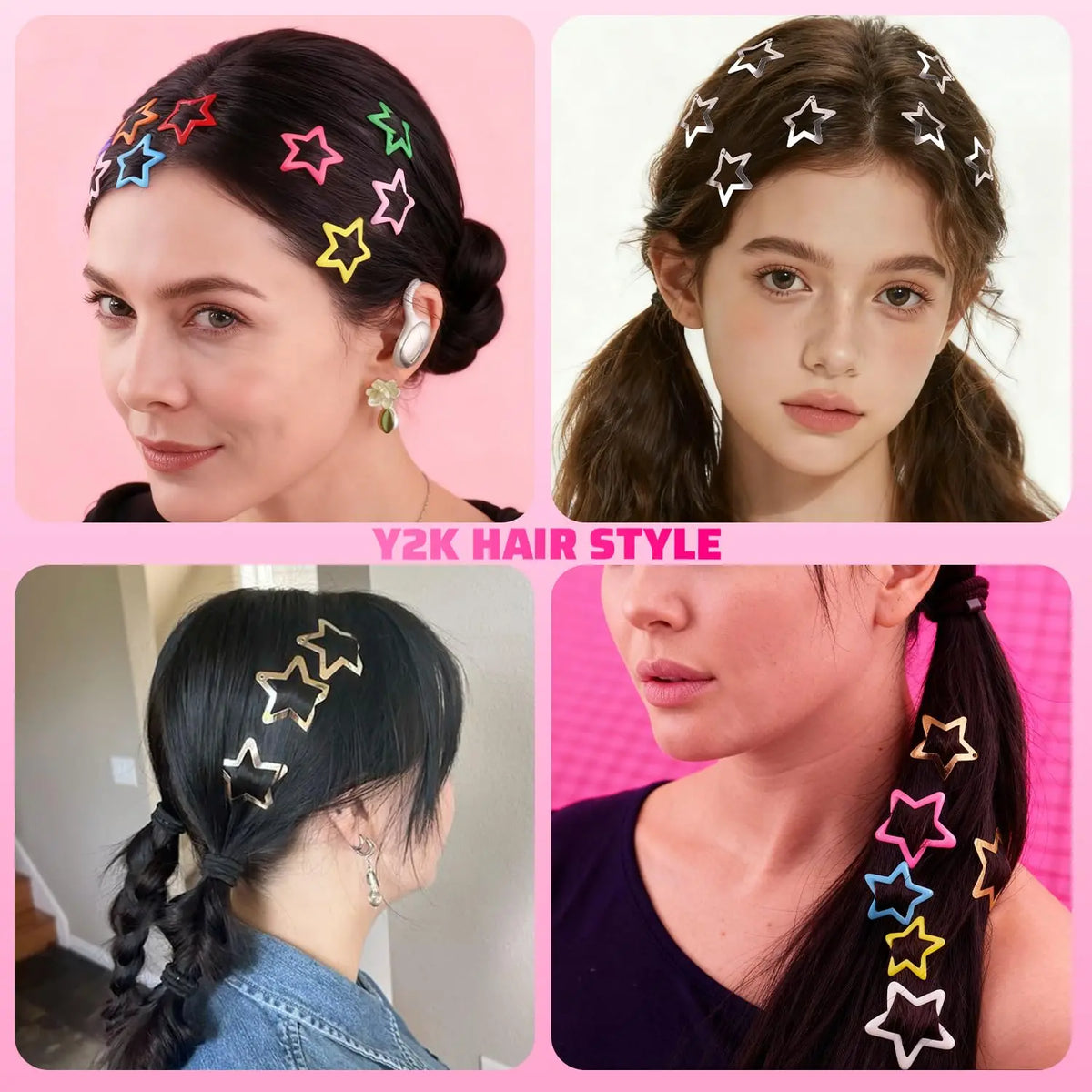 Star Hair Clips For Party Non Slip Snap Barrettes Set