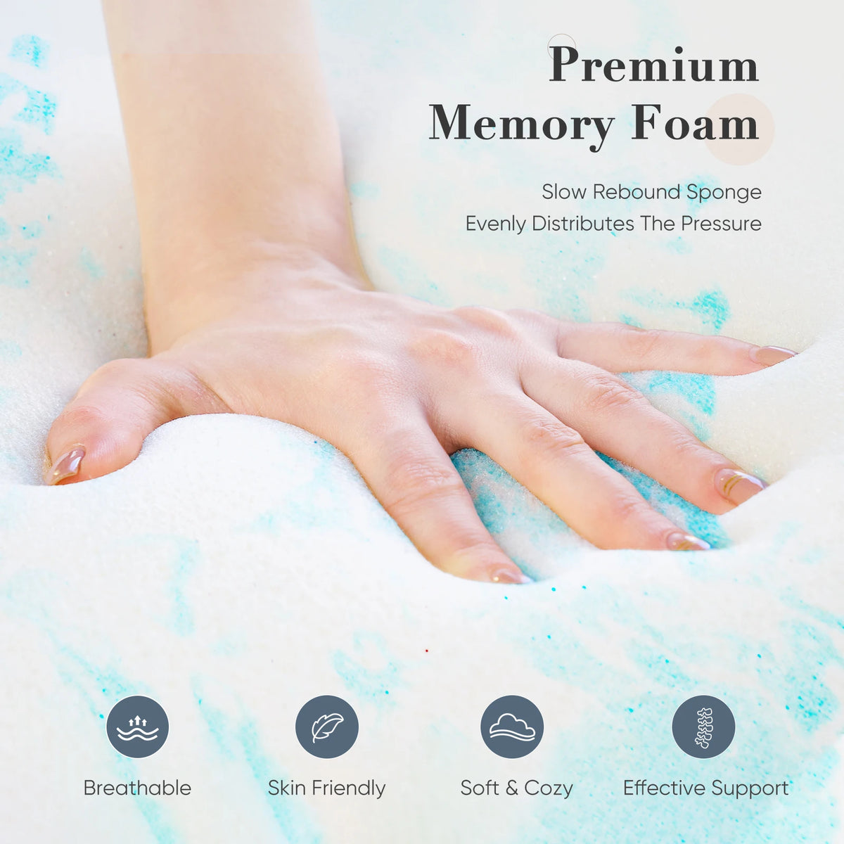 JHK Gel Memory Foam Mattress Topper Cooling Soft Breathable Bedroom