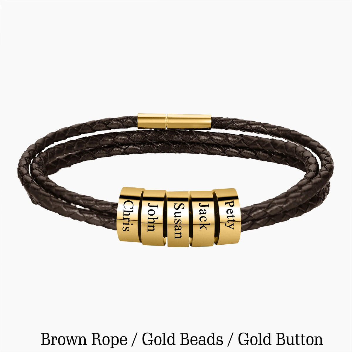 Qitian Personalized Engraved Family Name Leather Bracelet For Men