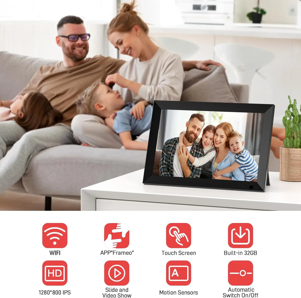 Yenock 32GB Smart WiFi Digital Photo Frame 1280x800 IPS Touch