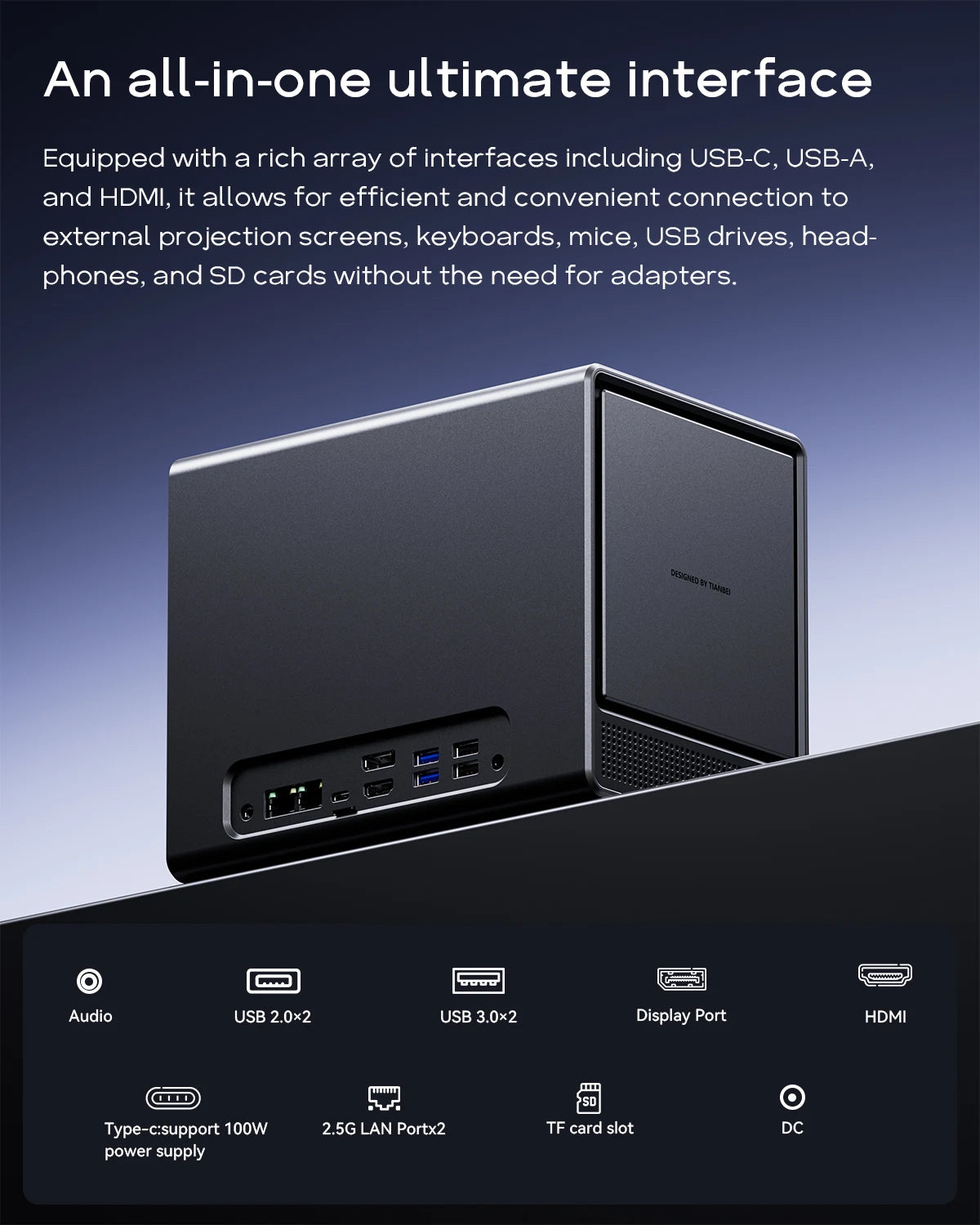 Aoostar Ryzen 7 5825U Four Bay NAS Mini PC Desktop