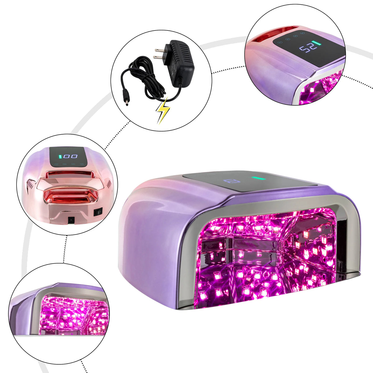 Bymaocar Nail Dryer 96W UV LED Portable Cordless Lamp