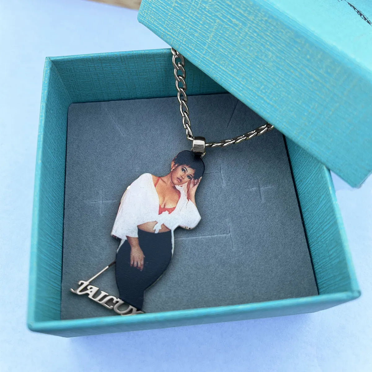 DUOYING Custom Photo Necklace With Picture Nameplate Pendant Stainless Steel