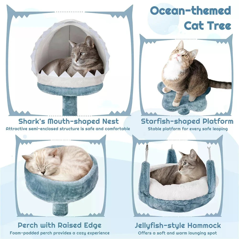Butterslay Indoor Cat Tree With Sisal Scratching Posts Hammock