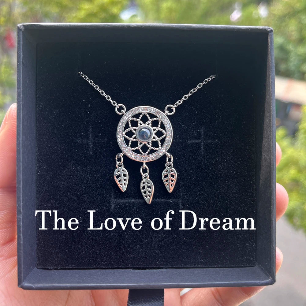 Custom Photo Projection Necklace With Stainless Steel Chain Heart Pendant