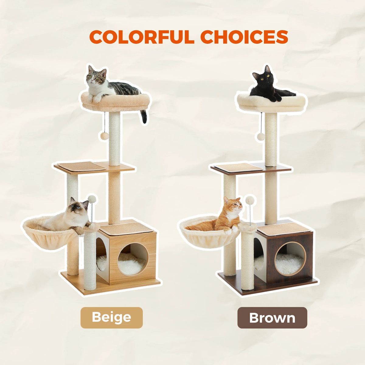Pawz Road Modern Multi Level Wood Cat Tree With Hammock