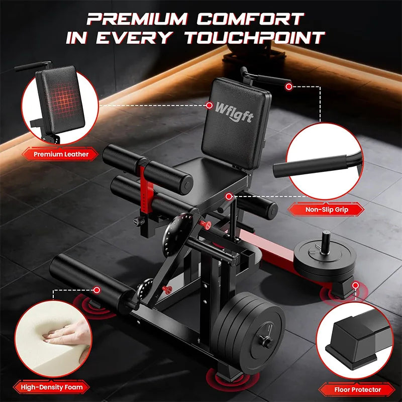 Pooboo Leg Extension and Curl Machine, 1000LB Adjustable Home Gym Leg Trainer | 4 in 1 leg trainer with quick pull-pin adjustments, 1000LB capacity and support for 1" and 2" weight plates