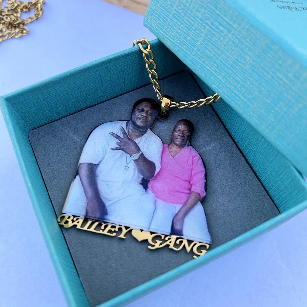 DUOYING Custom Photo Necklace With Picture Nameplate Pendant Stainless Steel