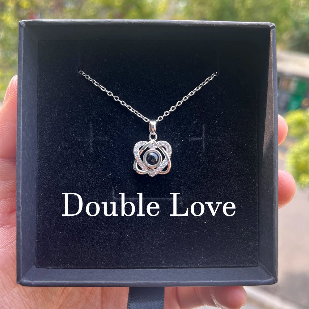 Custom Photo Projection Necklace With Stainless Steel Chain Heart Pendant
