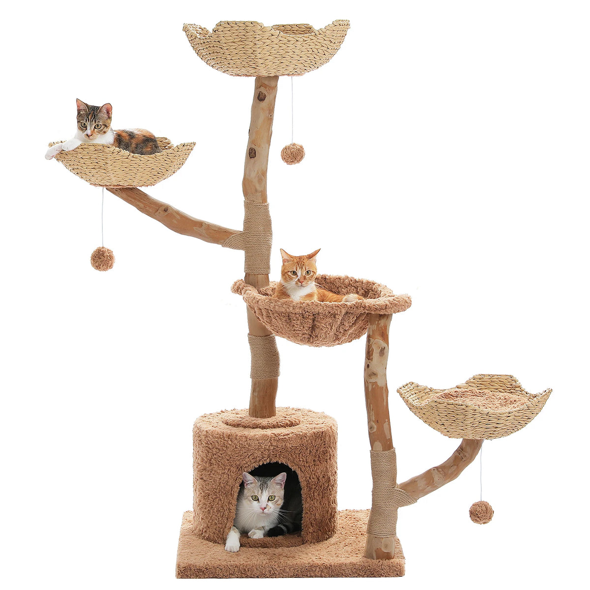 PAWZ Road Cat Tree Tower With Sisal Post And Basket