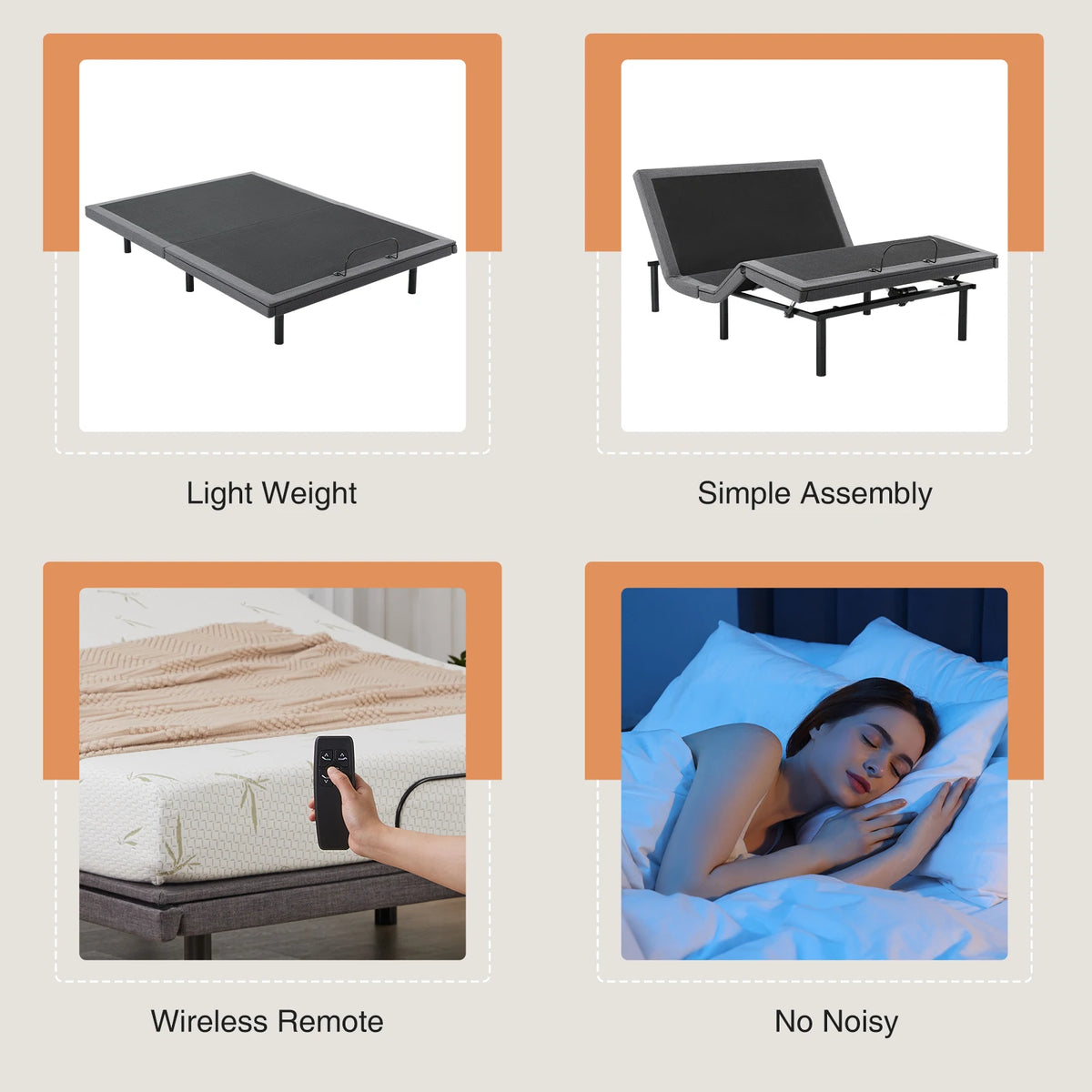 Jhk Electric Zero Gravity Adjustable Bed Frame With Usb Ports