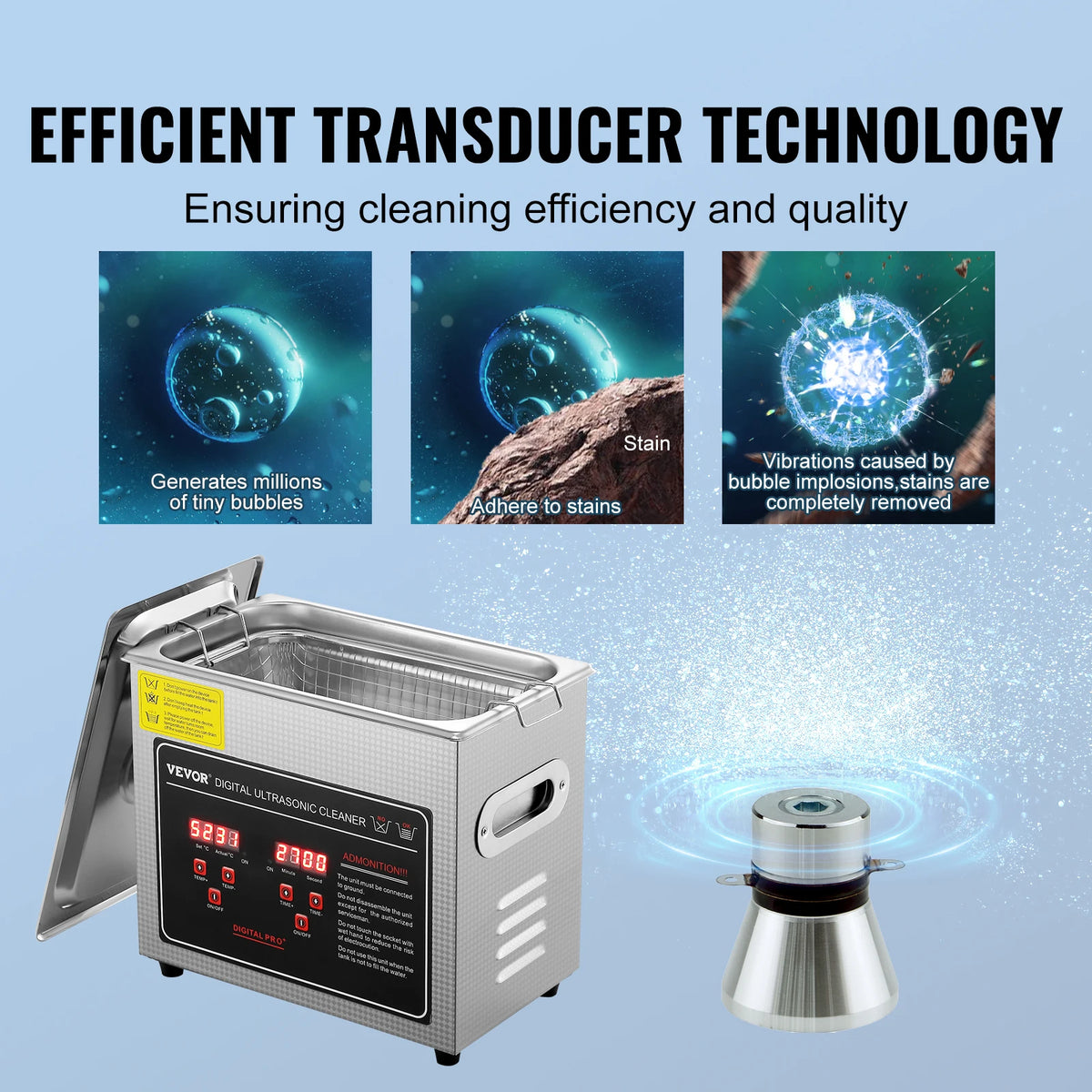 SucceBuy Ultrasonic Cleaner Stainless Steel Portable Home Appliance