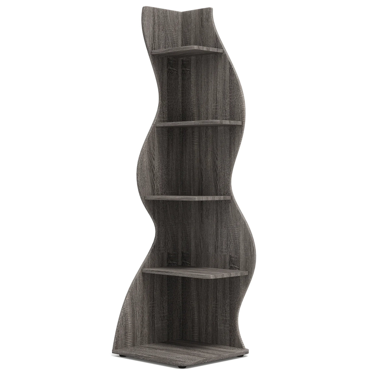 Tribesigns Modern Wooden Five Tier Corner Storage Shelf Plant Stand Bookcase