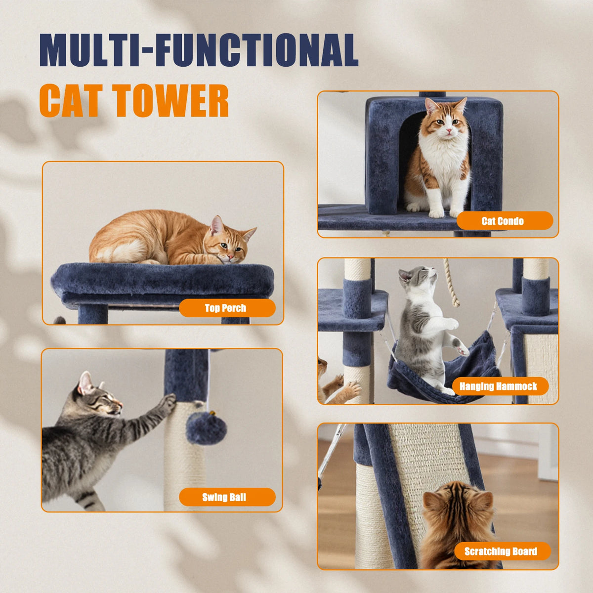 MCQ Multi Level Cat Tree Tower With Sisal Scratching Posts