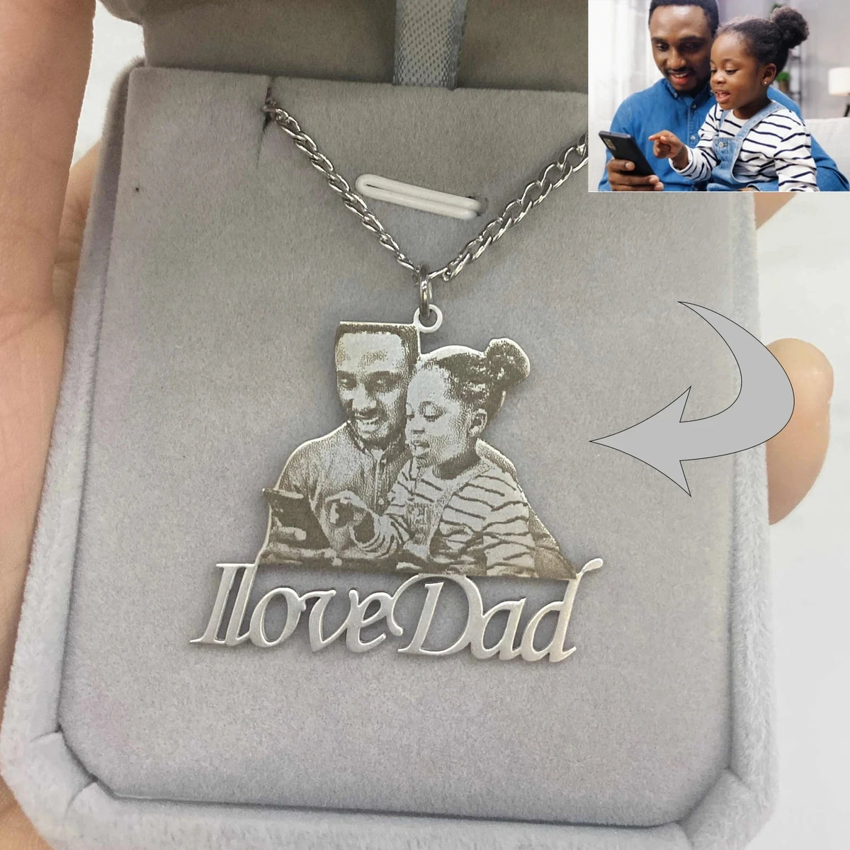 Qitian Custom Photo Engraved Necklace Personalized Mothers Day Pendant Women